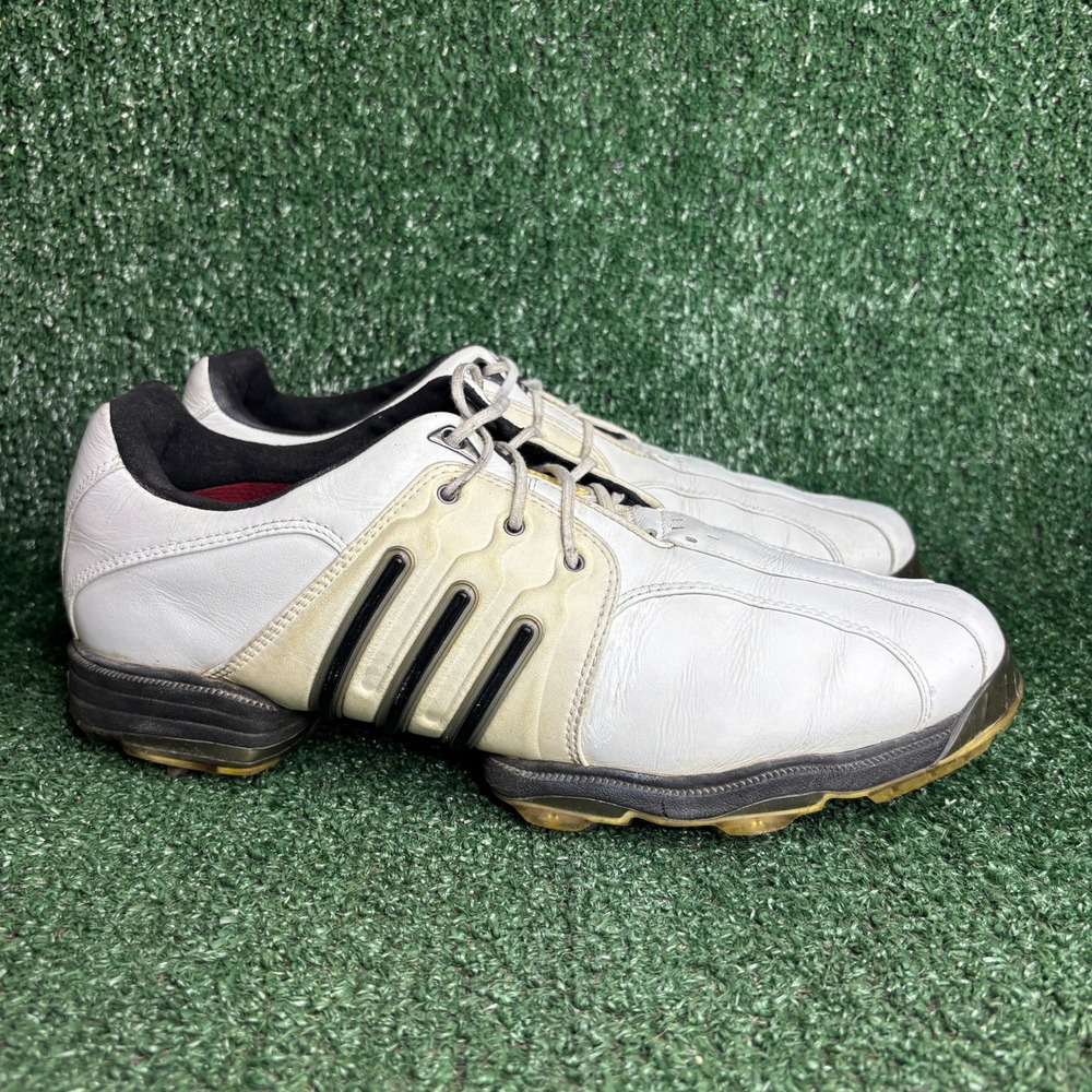 Adidas Tour 360 Leather Cleated Spiked Athletic Golf Shoes White Mens Size 10